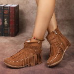 Madingi moteri&scaron;ki bohemi&scaron;ki ankle boots, moteri&scaron;ki retro dirželiu su sagtimi trumpi batai, dideli dydžiai, lengvi plok&scaron;čiapadžiai batai, moteri&scaron;ki Zapatos De Mujer 43 ruda