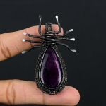 Ametisto pakabukas, brangakmenių papuo&scaron;alas, 999 varine viela apvyniotas pakabukas, dovana moterims, rankų darbo pakabukas 2.55 Inches