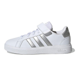 Adidas Grand Court 2.0 Mažylių Baltos Matinės Sidabrinės Vaikų Sportbačiai Cloud-White GW6516 36⅔