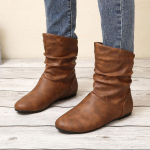 Madingi Comemore Madingi Didelio Dydžio Sluoksniuoti Ankle Boots Moterims 2025 Ruduo Žiema Įslystami Susirauk&scaron;lėję Booties Plok&scaron;čiapadžiai Mink&scaron;to Paduko Komforto Batai 41 ruda