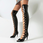 Mada Vasaros Kniedžių Grandinėlė Žuvies Burna Moteri&scaron;ki &Scaron;aunūs Batai Seksualūs Raudoni Auk&scaron;takulniai Sandalai Suknelei Vakarėliui Vir&scaron; Kelio Motociklininko Batai Dydis 34-48 34