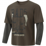 Li-Ning Anti-Five Series raidžių ra&scaron;tas, apvalus kaklas, patogus, kvėpuojantis, universalus, sluoksniuojamas mar&scaron;kinėlis ilgomis rankovėmis vyrams, vir&scaron;us, &scaron;iferio rudos spalvos AHSU983-1 L