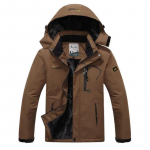 Žieminis gobtuvas su didelio dydžio plius aksomu sustorintas vėjui nepralaidus &scaron;iltas &bdquo;Parka Couple&ldquo; slidinėjimo alpinizmo kostiumas kailiniai vyrams ir moterims Asian 6XL 115-120kg ruda