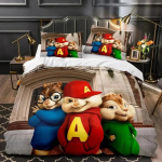 Prabangus Naujas 3D Spausdinimo Animacinis Ežys Alvinas Lovos Patalynės Komplektas Antklodės Užvalkalas Lovos Komplektas Antklodės Užvalkalas Pagalvės Užvalkalas King Queen Dydis Berniukams Suaugusiems 70x133cm 2pcs white