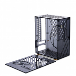 Ne&scaron;iojamas mažas kompiuterio korpusas Plexiglass korpusas Kompakti&scaron;kas PC korpusas Stacionaraus PC korpusas Mini ITX pagrindinė plok&scaron;tė FLEX maitinimo blokas juoda