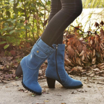 Moteri&scaron;ki batai su viduriu blauzdos Pra&scaron;matnūs ki&scaron;eniniai džinsiniai užtrauktukai storu kulnu laisvalaikio batai moterims Canvas Classic Botas De Mujer 35 mėlyna