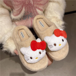 &Scaron;ilti medvilniniai Hello Kitty &scaron;lepetės rudeniui ir žiemai, namams, patalpoms, studentų bendrabučiams, galima dėvėti lauke, neslystantis mink&scaron;tas dugnas, pūkuotas medvilninis &scaron;luostas 39 gray