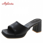 Aphixta Didelio Dydžio 45 46 &Scaron;aunūs 7cm Stori Kulniukai Platforma Moteri&scaron;ki &Scaron;lepetės Vasarinės Atvirais Pir&scaron;tais Basutės Balti Kūdikio Rožiniai Batai 44 juoda