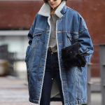 &Scaron;ilta žieminė džinsinė striukė Moteri&scaron;ka mada Rudeninis pamu&scaron;alas Džinsai Ilgas paltas Moteri&scaron;kos Bomber Striukės Džinsinė Striukė 3XL mėlyna