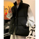 Unisex Retro Laisvas Žieminis Liemenė-Striukė su Medvilnės Užpildu, Be Rankovių XL gray