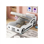 Vaikų lova - MUVOE - 90 x 200 cm - Balta - Su daiktadėže - Automobilio dizainas balta