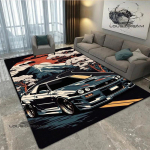 JDMs GTR Vėliavos Automobilio Ra&scaron;to Kilimas Dekoracija Kambariui Namams Lauko Dekoras Lenktynių Kilimas Neslystantis Plaunamas Žaidimų Stiliaus Grindų Kilimėlis 80x120cm