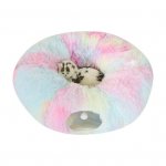 Pliu&scaron;inis katės tunelis-lova su kabančiais kamuoliukais, plaunamas, skirtas vidaus kačiukams, apvalus žaidimų tunelis su landa, naminių gyvūnų reikmenys