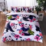 Animacinių filmų antklodžių užvalkalų rinkinys Panda King Cute Panda geriamojo vandens dvigulės patalynės komplektas Mikropluo&scaron;to Kawaii Black White Bear užvalkalas EU single(135x200cm)