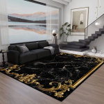 Juodo ir aukso marmuro KILIMAS SVETAINEI Plaunami kambario dekoracijos Sofos Stalo Didelio ploto kilimai Neslystantis Didelis kilimas Kavos staliukų kilimėlis 60x90cm