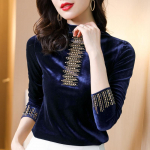 &bdquo;Half Turtleneck Plus&ldquo; aksominiai pastorinti mar&scaron;kinėliai moterims su rudens ir žiemos madingi &scaron;ilti mar&scaron;kinėliai ilgomis rankovėmis &bdquo;Gold Velvet Top&ldquo; 4XL