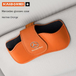 For Mercedes-Benz AMG A C E V R Class GLC SLK SL Vito Car Visor PU Leather Glasses Storage Clip Sunglasses holder Glasses holder oranžinė