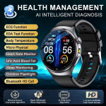 Vyri&scaron;kas i&scaron;manusis laikrodis AMOLED EKG sveikatos stebėjimas Lauke Žibintuvėlis Bluetooth skambučiai Sporto ir fitneso sekiklis TK27 I&scaron;manusis laikrodis silicon juoda