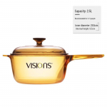 Corning Visions Gintarinio Stiklo 2,5L Puodas su Viena Rankena