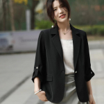 Acto rūg&scaron;ties skyriaus mygtukas Mažas kostiumas moterims Vasarinis drapiruotas lygus universalus vir&scaron;utinis drabužis Laisvalaikio ir auk&scaron;tos kokybės striukė XXL