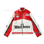 Marlboro Pink Motociklininko Lenktynių Kostiumas & Poros PU Odos Striukė, 2026 Marlboro PU Jacket red