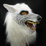 Helovino Siaubo Kaukė &Scaron;ventės Cosplay Vilkolakio Kostiumas Persirengimo Kaukė Vilko Galvos Kaukė ir Nagai Gyvūno Persirengimo Rekvizitas white