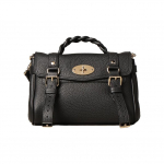 Mulberry Alexa 24 Pintos Rankenos Dvigubas Dirželis Užsegimas Grūdėtos Odos Rankinė Per Petį Moteri&scaron;ka Juoda RL6595-736A100 Basic Set (Bag+Dust Bag)