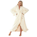 Moterims &scaron;velnus klostuotas chalatas, mink&scaron;tas vilnos &scaron;alikėlio apykaklės kimono, vonios chalatas, žiemos pliu&scaron;inis &scaron;iltas namų chalatas su ki&scaron;enėmis S balta