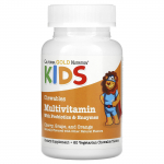 &bdquo;California Gold Nutrition&ldquo;, kramtomi multivitaminai vaikams su probiotikais ir fermentais, įvairių vaisių skonių, 60 vegani&scaron;kų tablečių