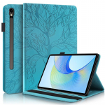 Dėklas Samsung Galaxy Tab S10 FE, 10,9 colio SM-X510 SM-X516B, 3D medžio reljefinis piniginės tipo stovas Funda for Galaxy Tab S9 FE Case S10 FE S9 FE 10.9 mėlyna