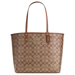 Coach City 33 Dvipusė monogramos PVC pirkinių krep&scaron;ys Moteri&scaron;kas krep&scaron;ys Rudas 36658-IME74 Basic Set (Bag+Dust Bag)