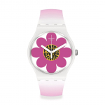 Swatch FLOWER HOUR New Gent SO32M104 Rožinis rie&scaron;inis laikrodis