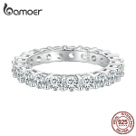 BAMOER Moissanite žiedas Pilnas amžinybės žiedas moterims 925 sidabro deimantinis vestuvinis sužadėtuvių žiedas 9
