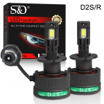 2 vnt. 60000 Lm D3S LED priekinių žibintų lemputės D1S D2S D4S D8S D1R D2R D3R D4R D8R 140W Turbo CSP LED dvigubo varinio vamzdelio &scaron;viesos BMW Benz Canbus priekiniam žibintui 6500K D2S/D2R