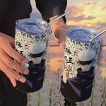 Jujutsu Kaisen Yuji Puodelis 500 ml Satoru Gojo Nerūdijančio Plieno Kelioninis Termosinis Puodelis Su Izoliuotu &Scaron;iaudeliu Kavos Puodelis Dovana Vaikams 420 Ml Capacity gray