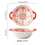 Mielas didelės talpos keraminis sriubos dubenėlis su rankena. Tinka salotoms, vaisiams, pastai, desertams ir kt. Tinka orkaitei. 9.8 inch