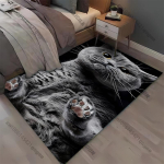 Pilkos katės kilimas svetainei Žaidimų kilimai Mink&scaron;tas grindų animacinis kilimas Vonios kilimėlis Kilimas jogos kilimėlis Namų dekoras Kilimai miegamajam 100x120cm black