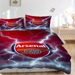 3 vnt. Arsenal Futbolo Klubo Herbas Žaibo Audra Namų Patalynės Komplektas-Universalus Trijų Dalių Kostiumas Miegamojo, Svečių Kambario, Svetainės, Vie&scaron;bučio Dekoro 135x200cm