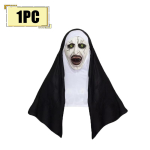 Siaubo vienuolės kaukė Cosplay Baisus kruvinas demono veidas Latekso kaukės su skara Helovino vakarėlio kostiumo rekvizitai Deluxe