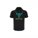 Under Armour Project Rock Amerikieti&scaron;ko Vintažo Raidžių Spaudos Gobtuvėtas Trumpomis Rankovėmis T-shirt Vyrams Juodas 1383227-001 L black