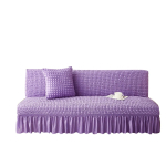 Tampri vienspalvė Seersucker medžiagos sofa-lova be porankių užvalkalas su sijonu, priglundantis sofos užvalkalas, skalbiamas audinys 190-220cm
