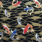 100x150 cm Koi Fish margintas bronzinis audinys Japoni&scaron;ko stiliaus Gold Fish Wave Patten audinys, skirtas pasidaryk pats kimono Cheongsam mai&scaron;elio drabužiams 100x150cm