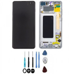 LCD ekranas + jutiklinis stiklas - SAMSUNG - Galaxy S10+ (G975F) - Juoda - Surinkta ant rėmo - Originalas juoda