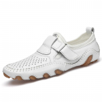 Nauji Loafers Natūralios odos Slip On Laisvalaikiai Vyri&scaron;ki Batai Gamintojas Mėlyni Lofer Man Mocasines Hombre Kvėpuojanti plok&scaron;čia vasarinė vyri&scaron;ka avalynė 38 balta