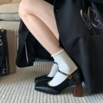 Moterų batai Kvadratinė nosis Mary Jane Moteri&scaron;ki bateliai Auk&scaron;takulniai Japoni&scaron;ko stiliaus Lolita Stripper Gotikiniai Auk&scaron;takulniai ant kulno Stilingi Smailūs Kojų pir&scaron;tų batai E 34