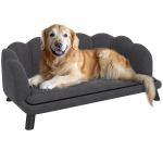 &Scaron;uns sofa, naminių gyvūnėlių sofa-lova vidutinio ir didelio dydžio &scaron;unims, su kojelėmis, pagalvėle - Pilka 98.5 x 60.5 x 35.5 cm tamsiai pilka spalva