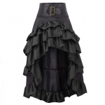 Europos ir Amerikos Retro Auk&scaron;to Liemens Ruffles Sluoksniuota Suknelė M juoda