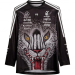 Y-3 x Mercedes-AMG Petronas F1 marginti dryžuoti vir&scaron;utiniai drabužiai KQ9852 S juoda