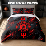 Manchester United Dizaino Lovos Patalynės Komplektas 1 Antklodės Užvalkalas + 2 Pagalvių Užvalkalai Mink&scaron;ti Kvėpuojantys Namų Ūkio Lovos Lino Gaminiai 140cm*200cm