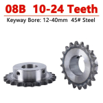 1 vnt. 08B pramoninis grandininis ratukas 45# plieninis grandininis ratukas 10 11 12 13 14 15 16 17 18 19 20 22 23 24 dantys Skylė 10-40mm 15mm (keyway 5mm)
